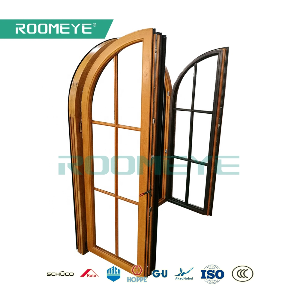 Aluminum Windows with Arch Opening Casement Windows with Grilles French Design with Nfrc Aama As2047