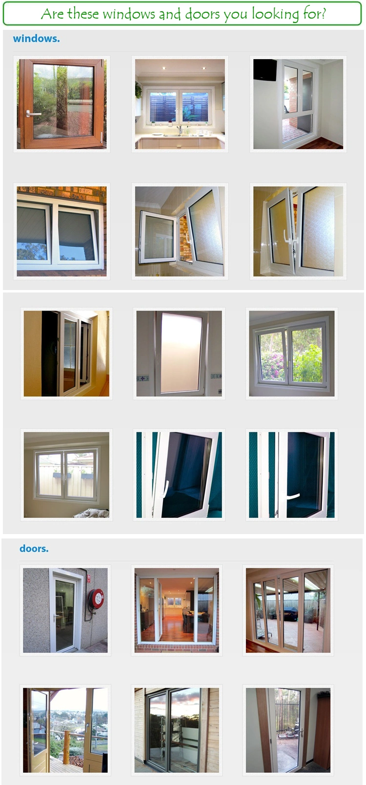 Grey Color Powder Coating Thermally Broken Aluminum Windows with Security Screen