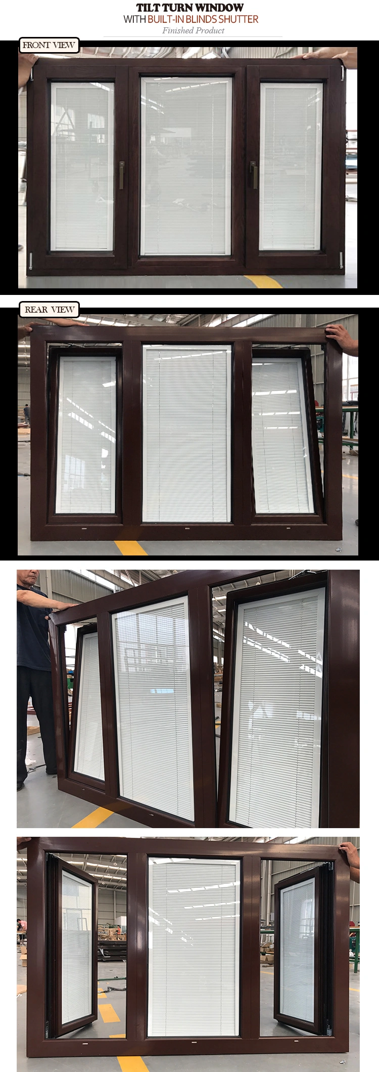 Solid Oak Wood Window with Built in Shutter