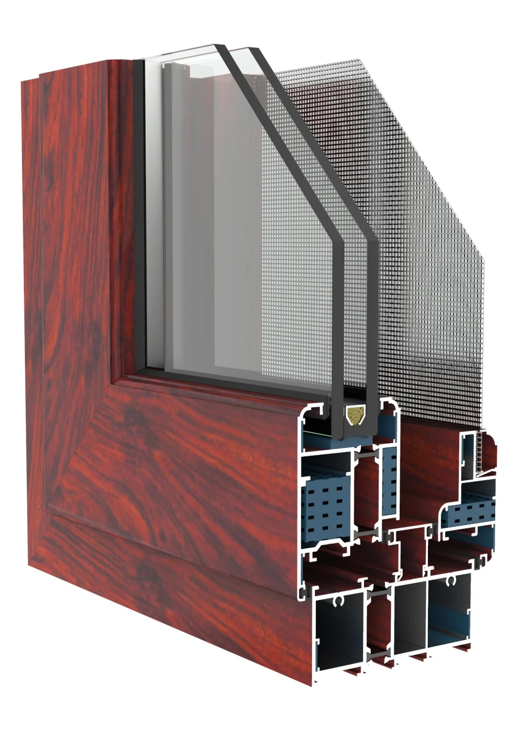 Gr100f Wood-Grain Casement Window Aluminium Sliding Window