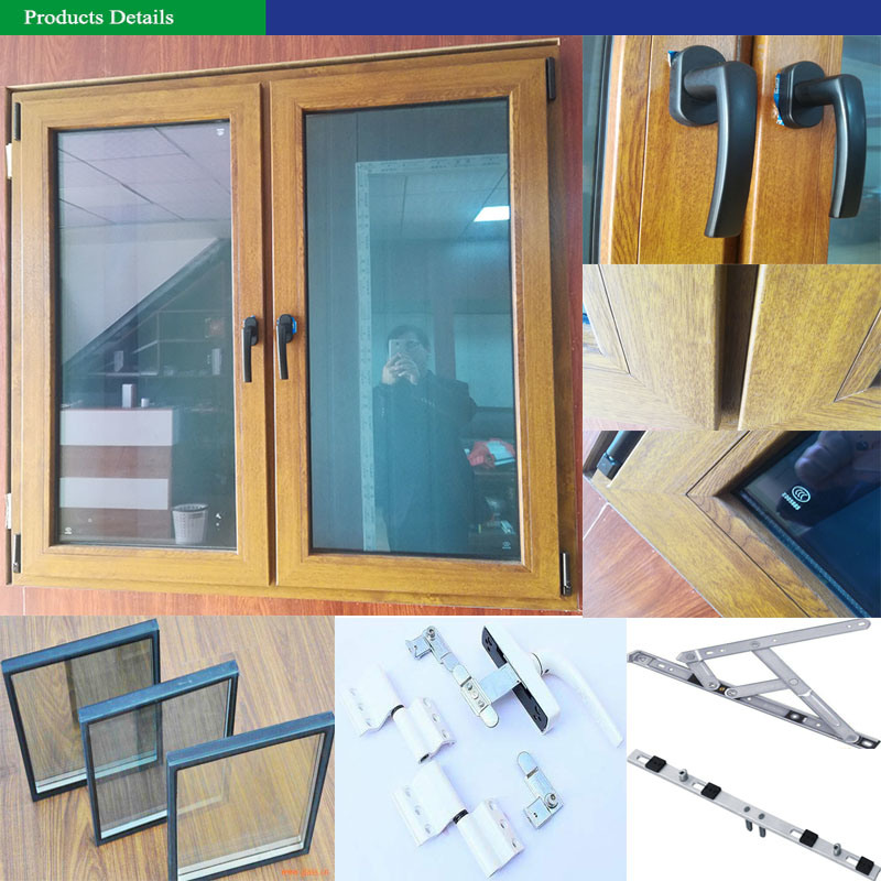 Vinyl Plastic Steel Laminated Glass Hurricane Impact Windows/Guangzhou PVC Awning Tilt and Turn Doors and Windows for House