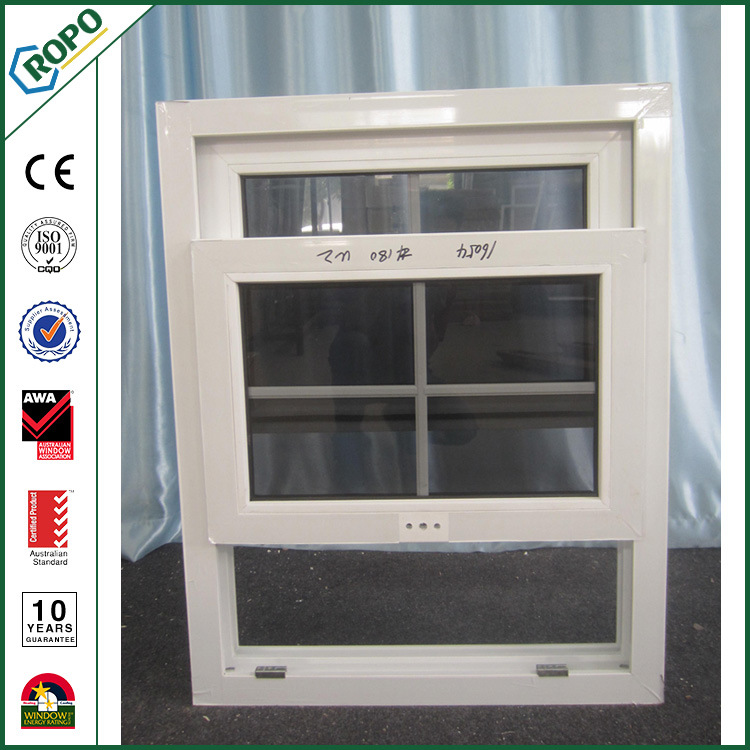 Double Glazing Hung Window UPVC Exterior Window with Grill Design