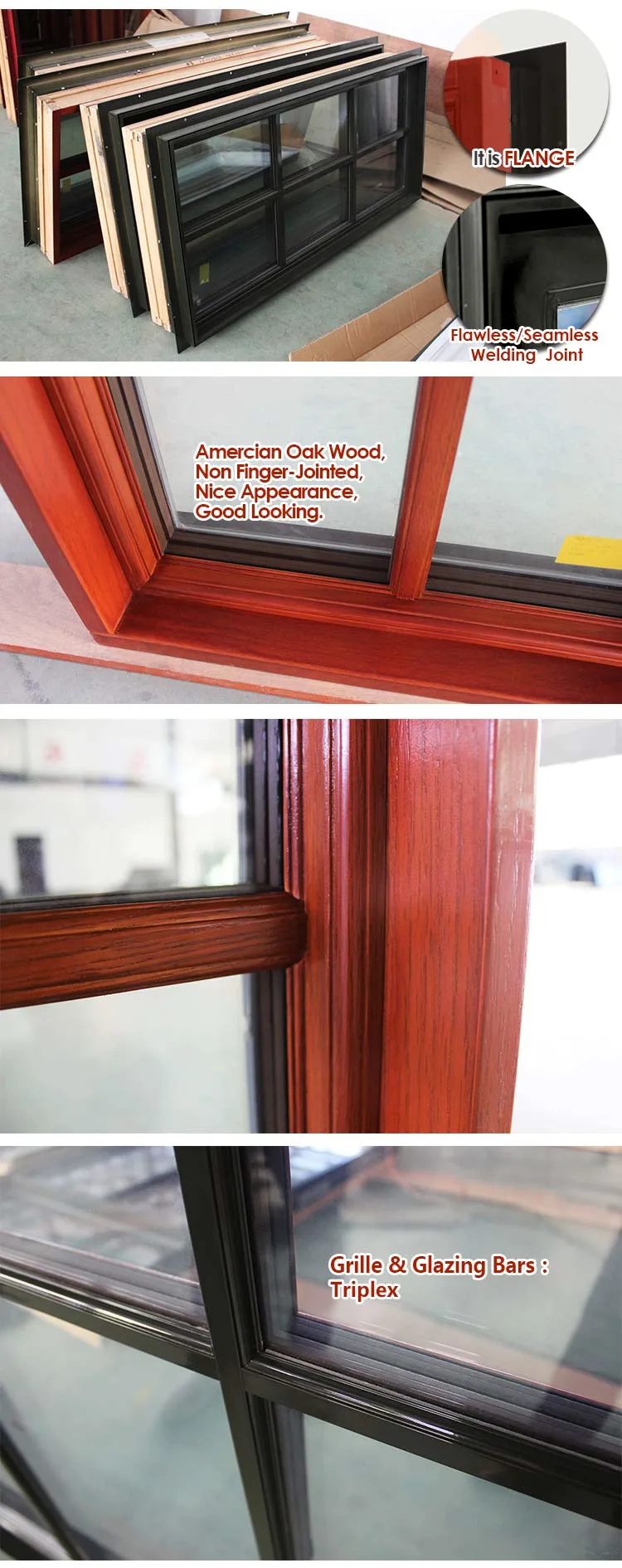 Caribbean Design Aluminum Casement/Awning Window, Double Glazing Tempered Glass Casement Window