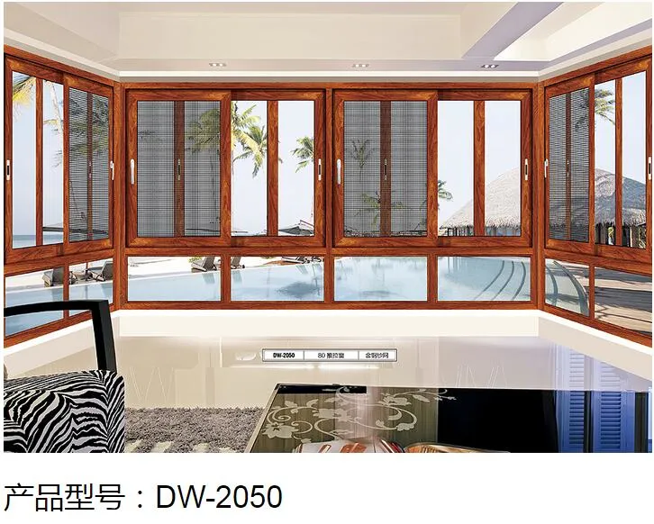 Foshan Doors and Windows Wood Grain Sound Insulation Integrated Aluminum Windows