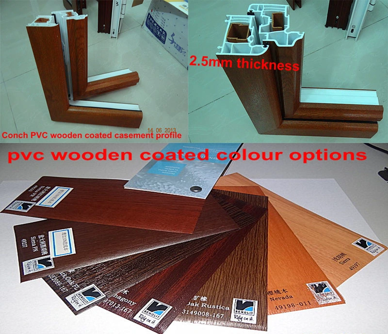 Guangzhou Doors and Windows Wooden Color PVC Sliding Double Glazed Window