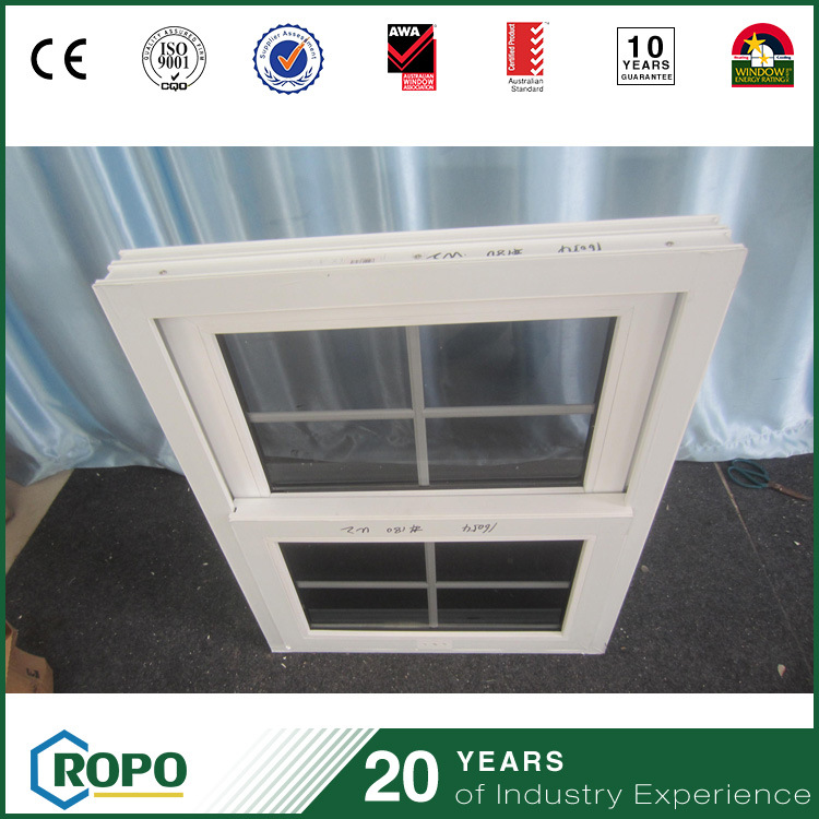 Double Glazing Hung Window UPVC Exterior Window with Grill Design