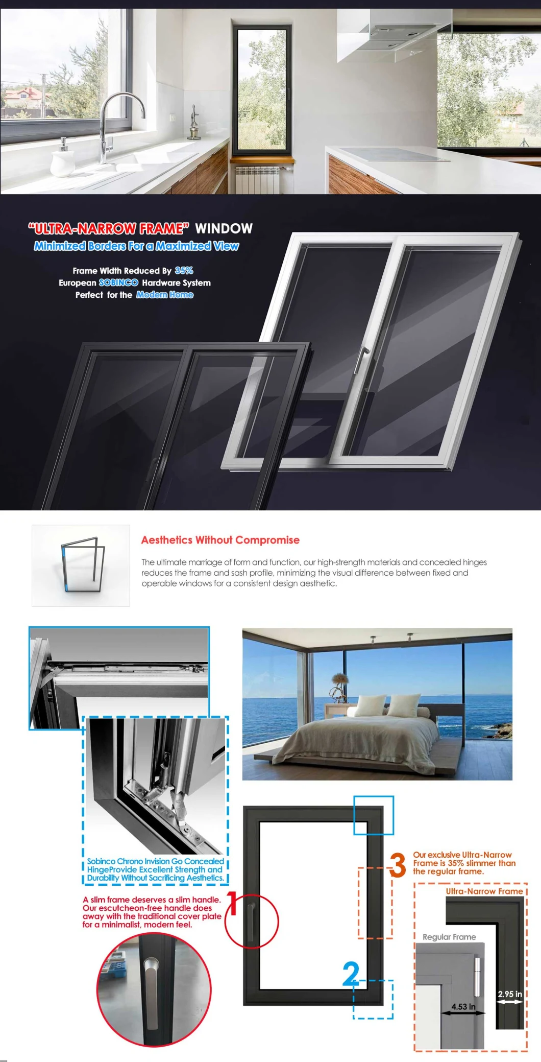 Atlanta Modern Home Design Ultra Narrow Frame Cheap Price Black Aluminium Casement Windows