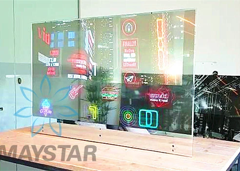 Maystar Ceiling Hanging Type / Floor Standee in-Glass Wallpaper OLED Digital Signage