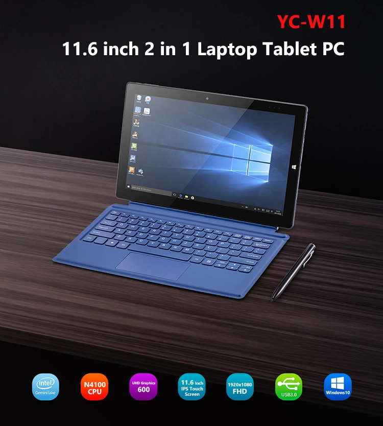 Ultra Thin 11.6inch 2in1 Notebook Laptop PC Windows Tablet PC with Keyboard