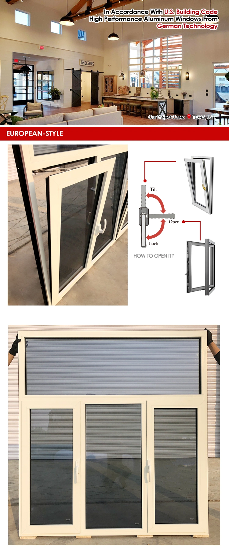 Cheap Price Burglar Proof Solid Wood Tilt-Open-Window Two Way Open Casement Windows