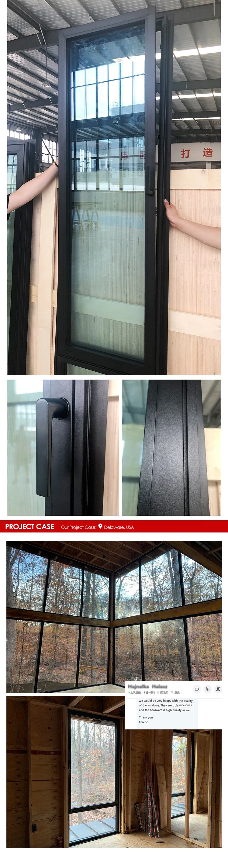 Aluminum Slim Frame Windows for Panoramic Balcony Double Glazed Window Door Export to USA