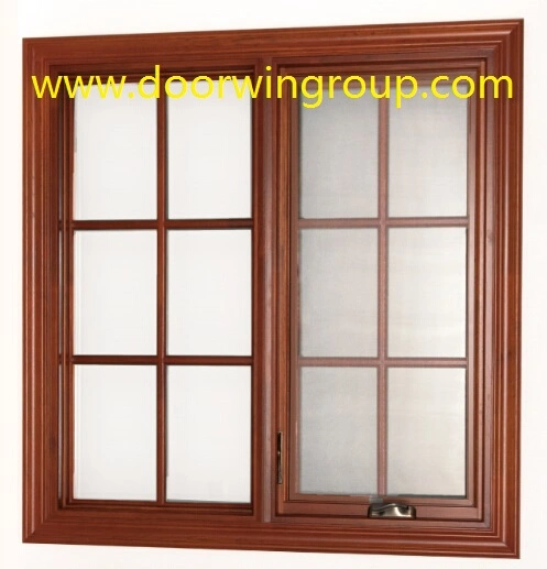 Double Glazing Aluminum Wood Windows, American Casement Style Solid Wood Aluminum Casement Windows