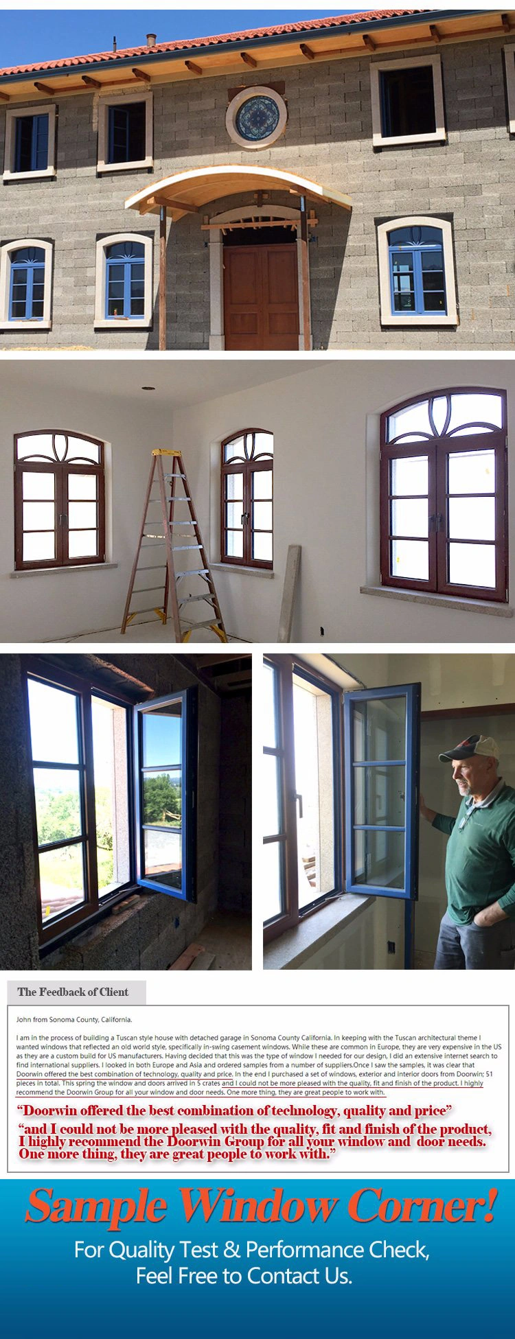 Arched Window Frame with Colonial Bars-for San Francisco California Client Aluminum Clad Wood Window