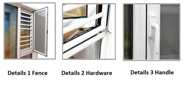 Burglar Proof Aluminum Casement Window with Stainless Steel Mesh