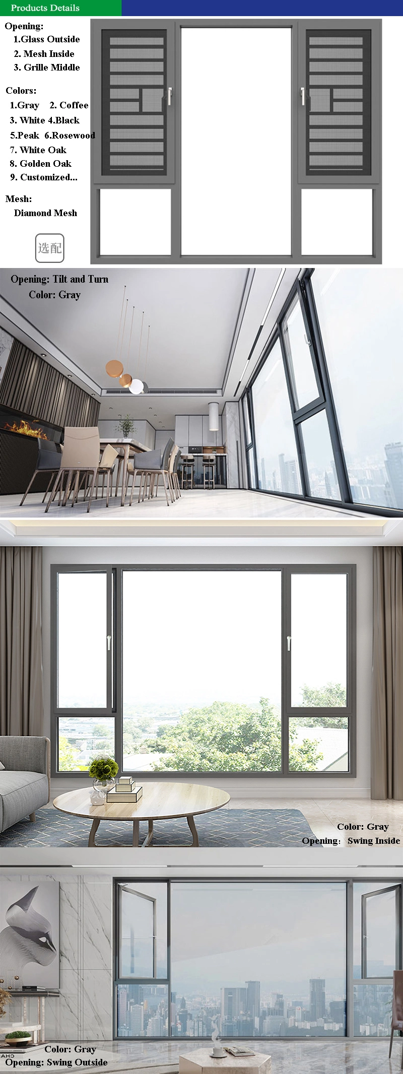 Aluminum Teak Wood Window Design Wooden Door and Window Frame Design