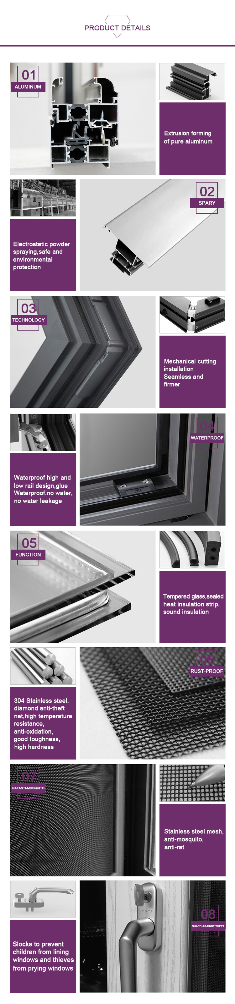 American Extrusion Vertical Sliding Double Single Glass Hung Sash Window