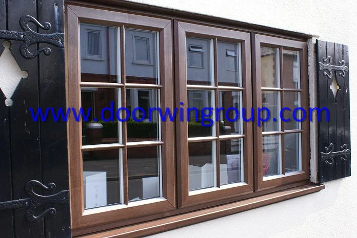 Excellent European Style Aluminium Clad Wood Window, Composite Window with Beautiful Vertical Light Grille