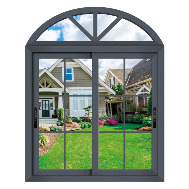 House French Aluminium Frame Arched Windows Design Exterior Large Aluminum Semi Arch Casement Window with Grill