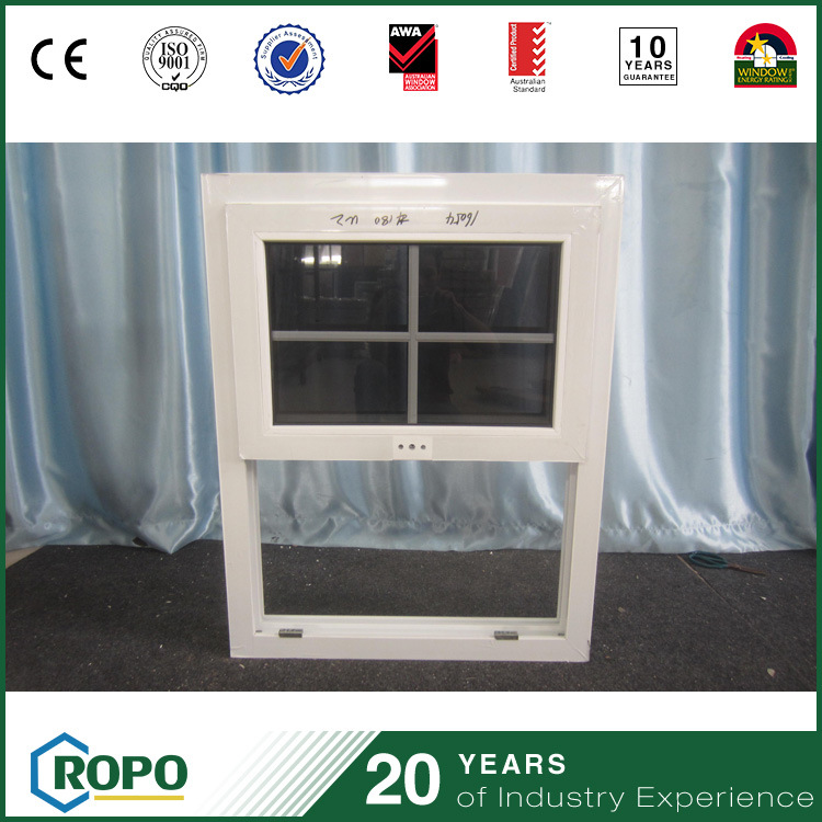 Double Glazing Hung Window UPVC Exterior Window with Grill Design