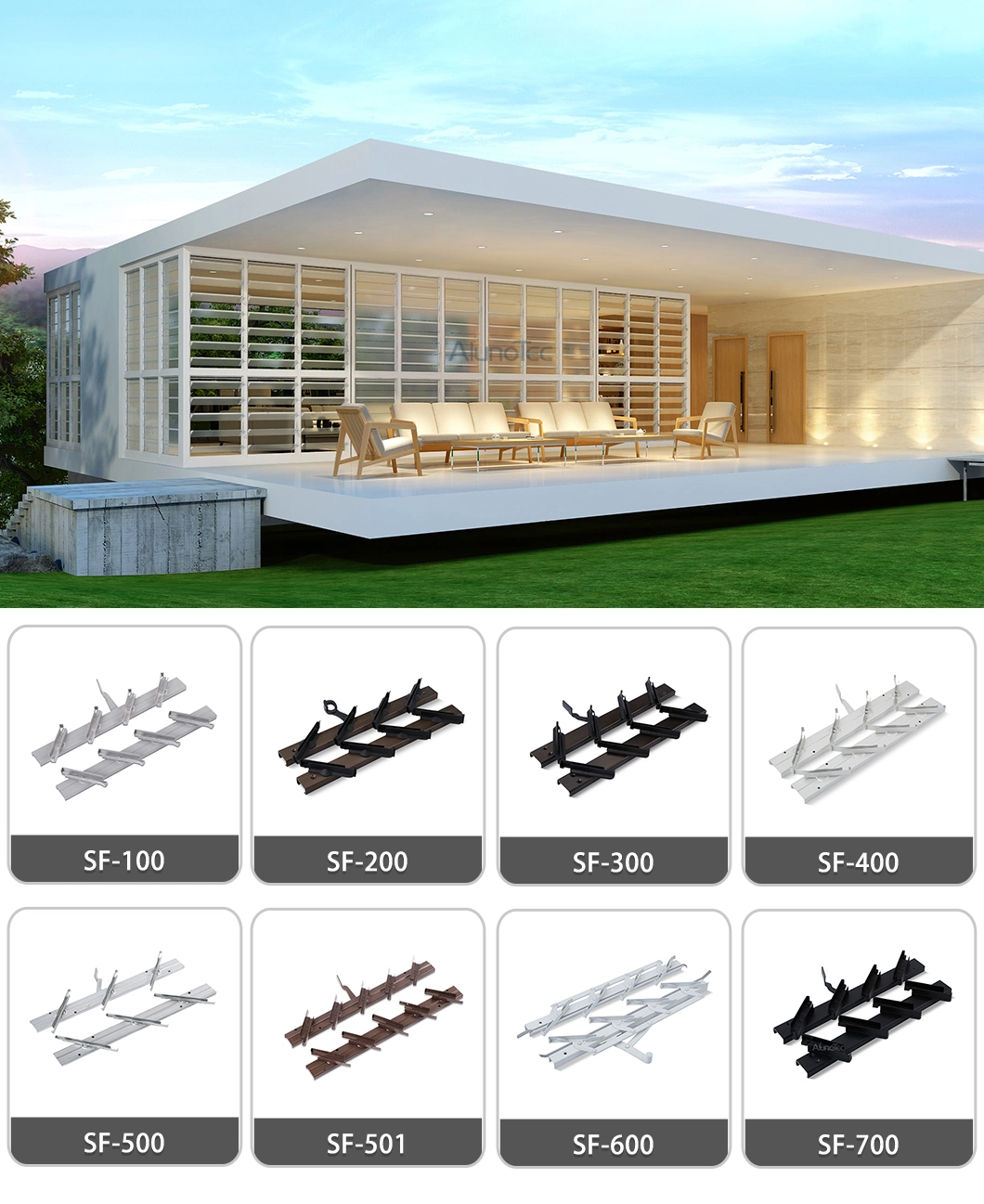 Factory Supply Sf-300 6 Inch Clip Aluminium Louvre Frame Glass Jalousie Window Frame with Leaf