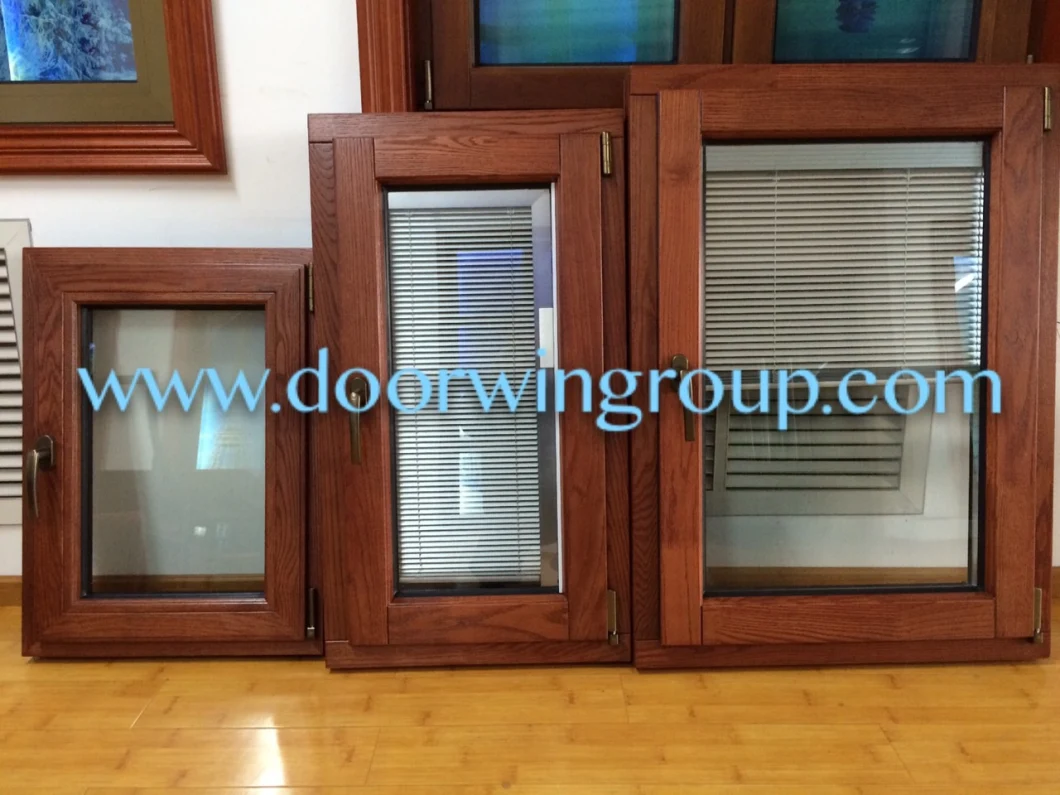 Wood Aluminium Window with Internal Shutters, Aluminium Windows with Solid Wood Cladding (Built-In Shutter)