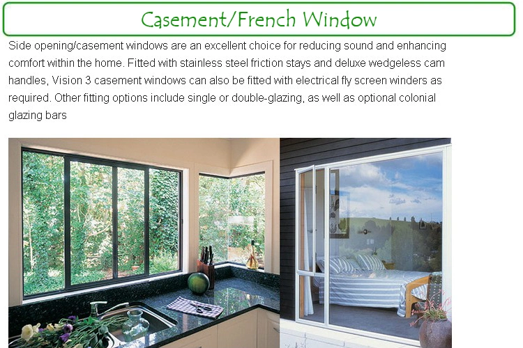 Outward UPVC Casement Impact Glass Windows with Handle