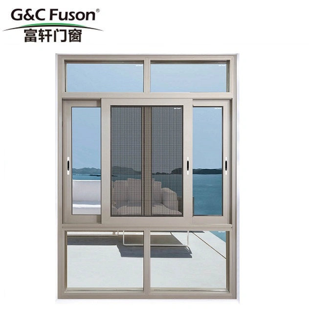 Wood Color Frame Aluminum Frame Mosquito Net Sliding Window
