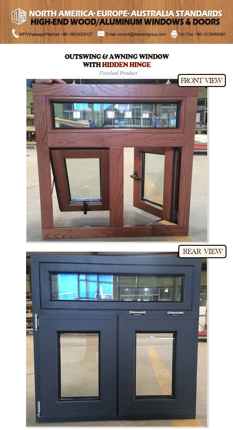 High Quality Awning Window with Solid Oak Wood Window