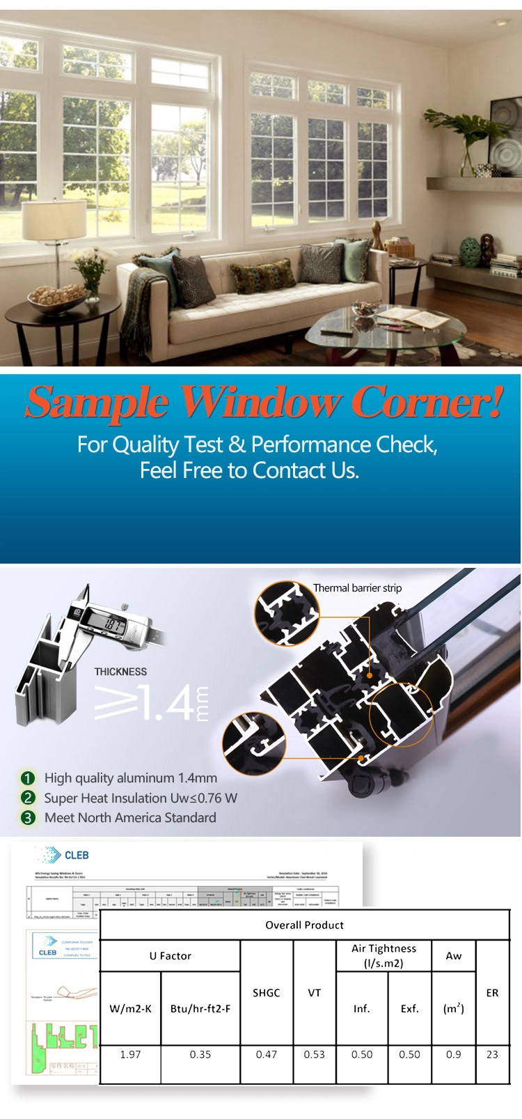 American Style Hot Selling Products Outward Opening Thermal Broken Aluminum Windows