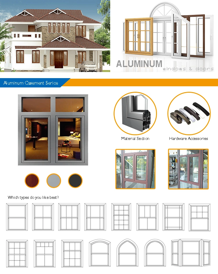 Fashion Design Aluminium Window Swing Opening Is9001standard Casement Window
