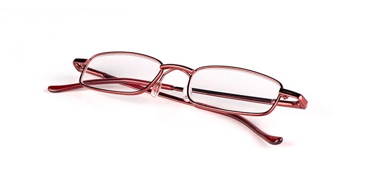 High Quality Metal Slim Frame Reading Glasses with Display Stand Slim Tube Case
