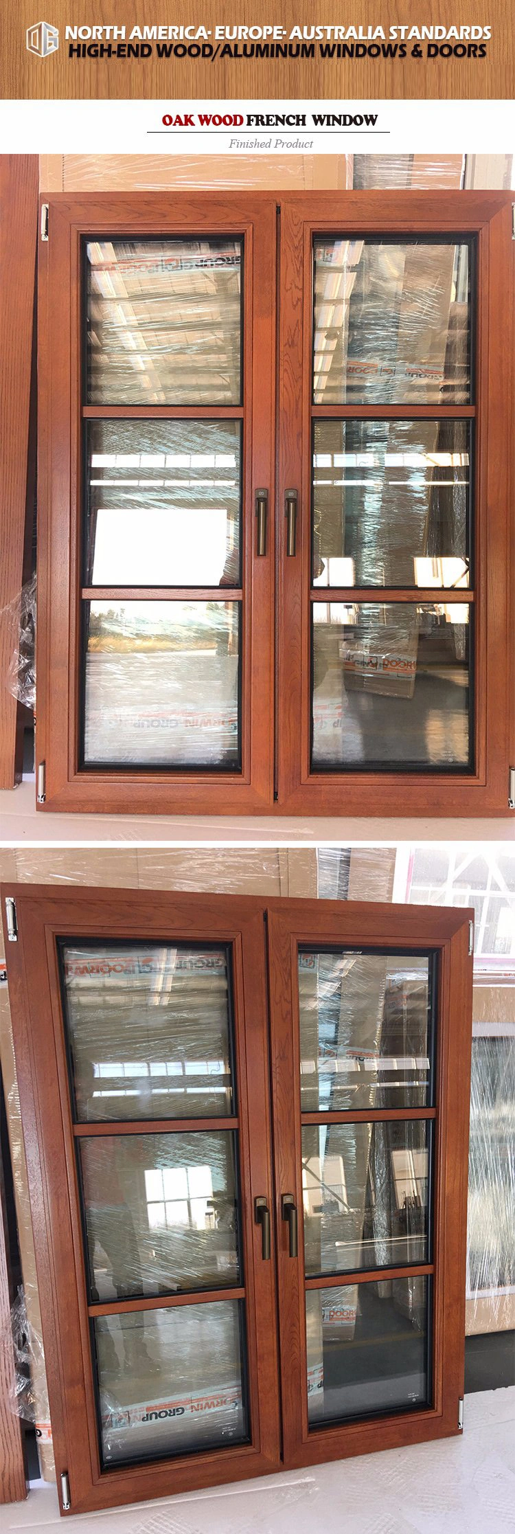 Oak Wood French Casement Tilt Turn Timber Window