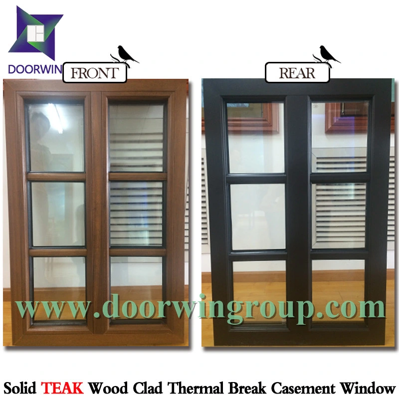 Seamless Aluminum Corner Inward Opening Window, Wood Aluminum Casement Window for California USA Clients