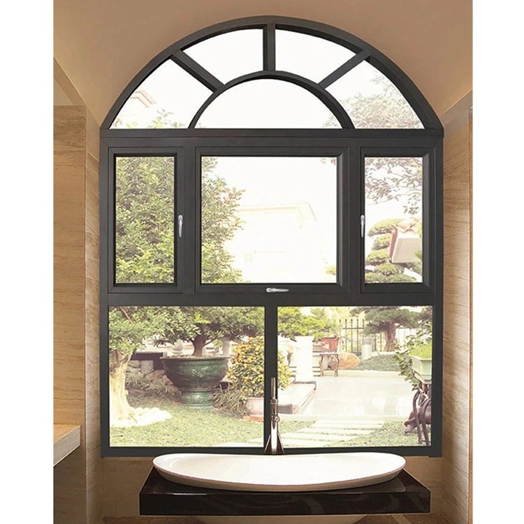 Top Round Arched Anti-Theft Aluminum Frame Tempered Glass Window