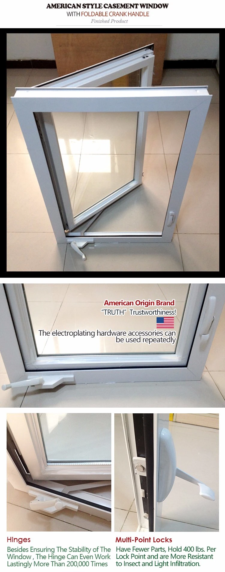 American Style Hot Selling Products Outward Opening Thermal Broken Aluminum Windows