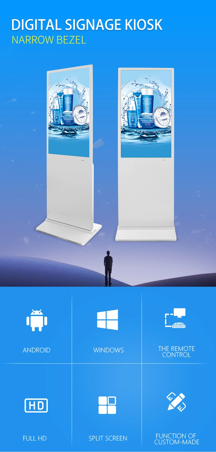 2020 New Customized Windows/Android Industrial Display Kiosk Ultra Thin Stand LCD/LED Billboard