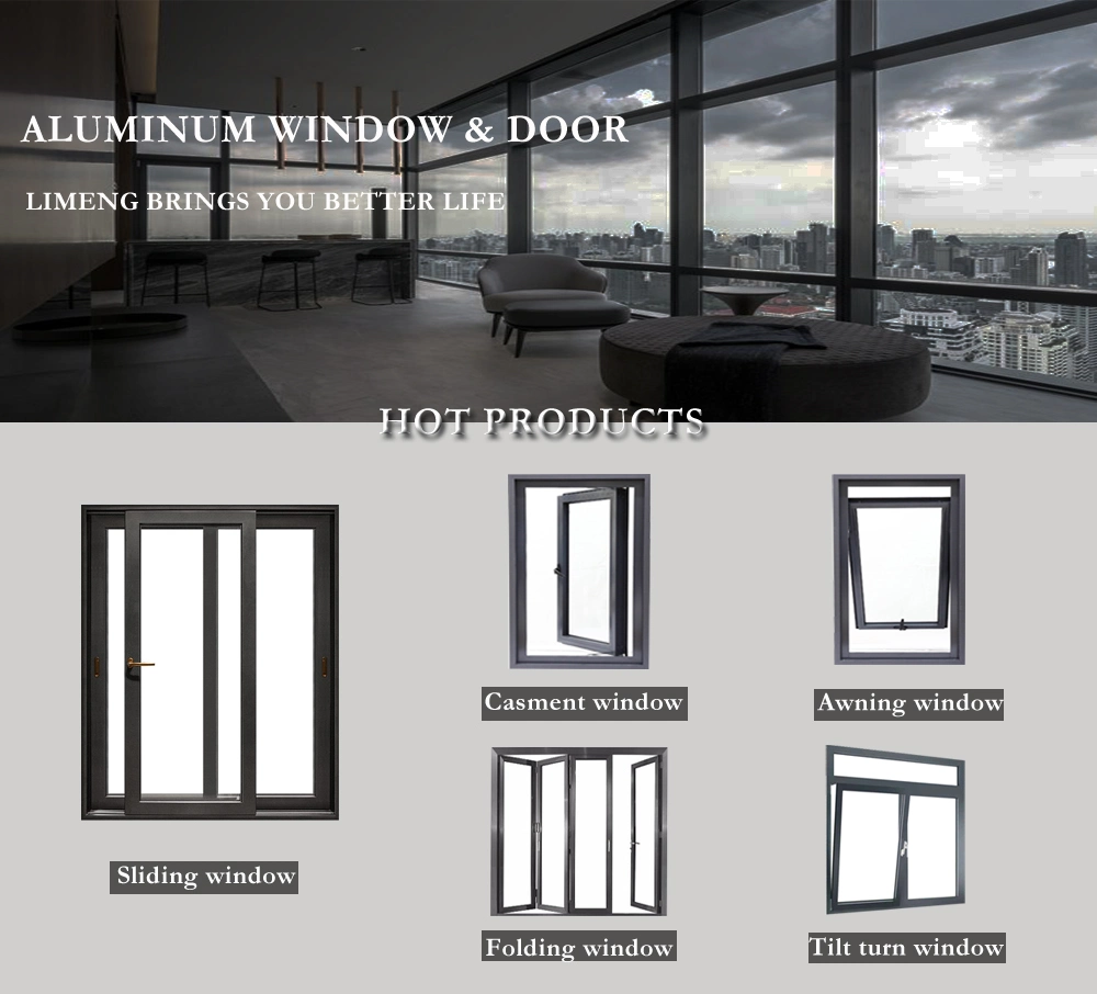 Burglar Proof Aluminum Casement Window with Stainless Steel Mesh