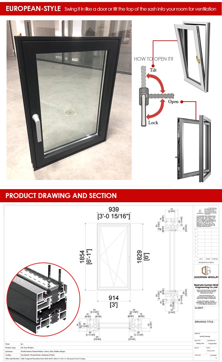 Hot Sale Narrow Frame Large Glass Windows for Personal Villa Slim Line Aluminium Windows