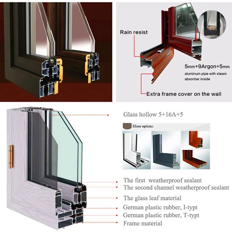 Aluminum Casement Windows Price in Morocco with Rain Protection Grills