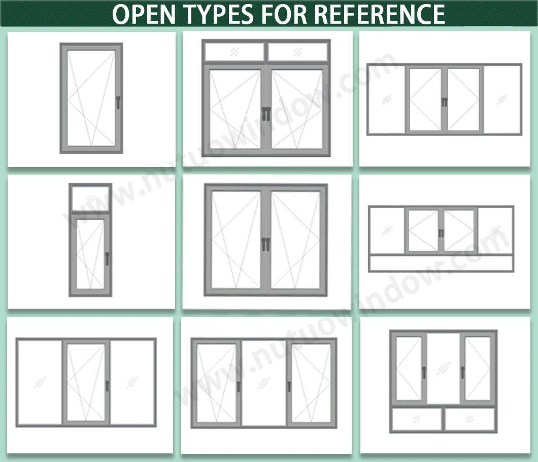 Foshan Factory Grill Design Powder Coated Aluminum Casement/French Window with Insect Screen