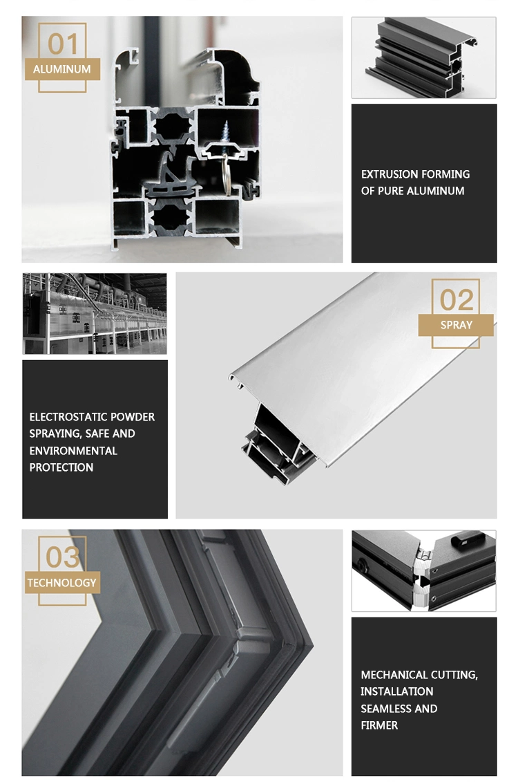 Tempered Glass Aluminium Doors and Windows Casement Windows Hurricane Impact Windows with Ss Mosquito Screen