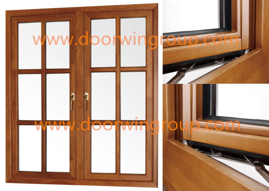 Wood Color Aluminum Casement Window, European & American Casement Style Aluminium Wooden Window