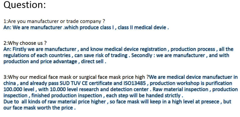 Medical Surgical Face Mask for Surgical Operation