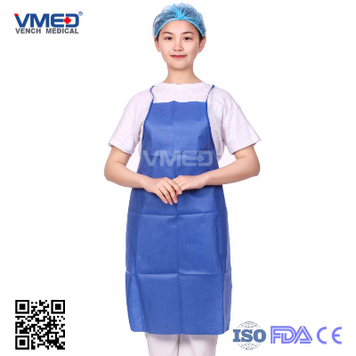 Blue Non Woven Kitchen Cooking Apron, Wholesale Factory Multifunctional Non -Woven Apron, Disposable Kitchen /Surgical/ Hospital Apron