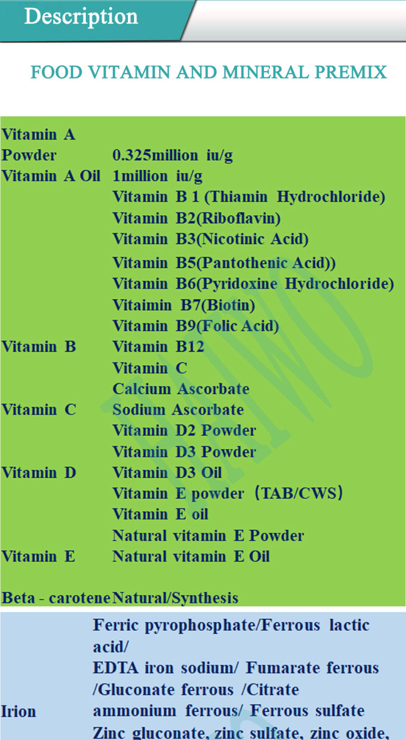Vitmain Premix/Mineral Premix/Amino Acid Premix/ Tablets OEM Capsule OEM Softgel OEM Probiotic OEM/Vitamin a, B, C, D, E/ Calcium, Irion, Zinc
