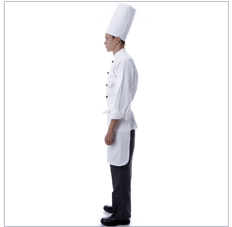 French Chef Coat Cook Uniform Black for Restaurant