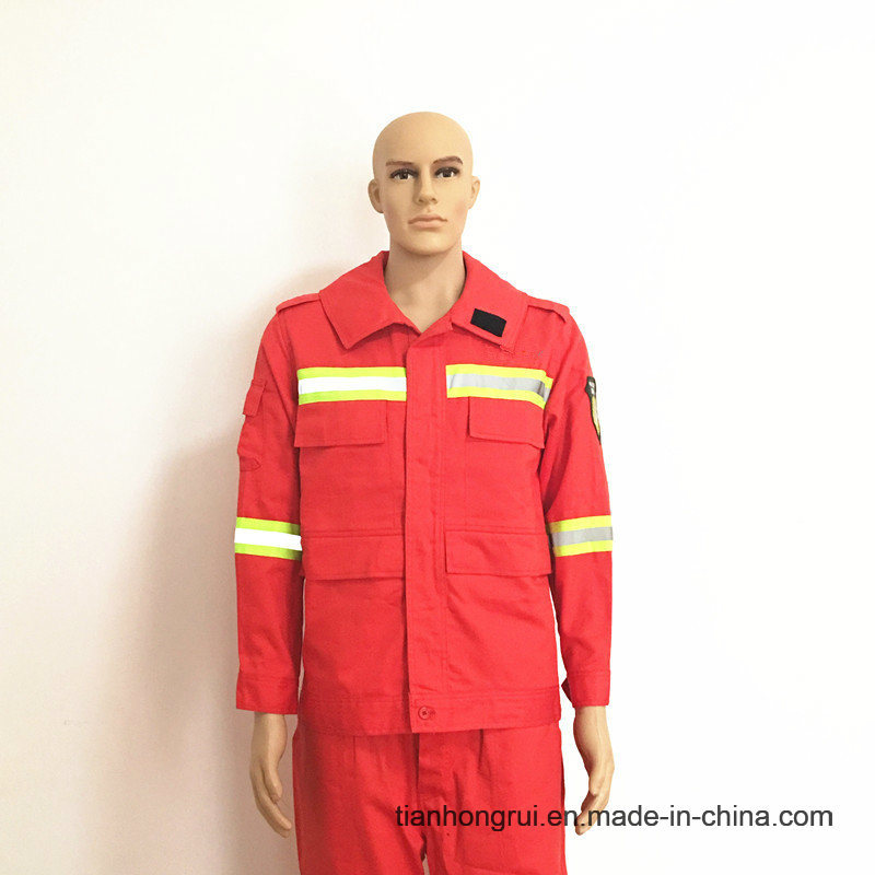 100% Cotton Red High-Visibility Fr Anti-Static Jackets Workwear for Protection