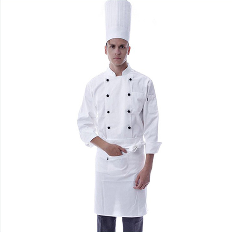 French Chef Coat Cook Uniform Black for Restaurant