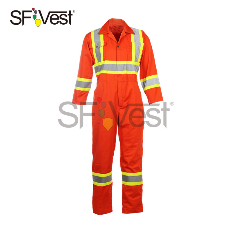 Men's Hi Vis Workwear Reflective Safety Poly-Cotton Coveralls