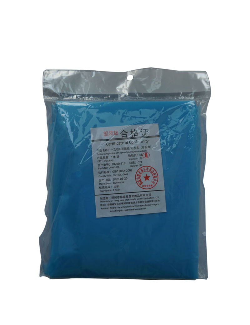 Plastic Disposable CPE Apron with Sleeves Anti-Fouling and Waterproof 50g